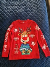 F&F Christmas Jumper With Reindeer Design - Nose Plays A Tune And Lights Up.