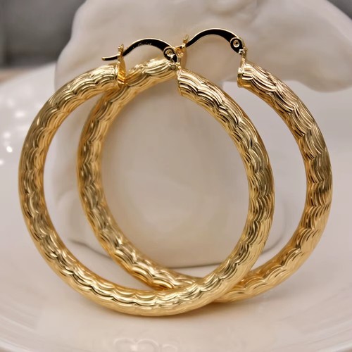 9ct yellow gold creole hoop - yellow,