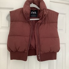 Zara Womans Cropped Padded Puffer Gilet Vest Nylon Size S/M Outdoors Fashion