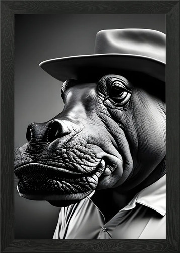Animal portrait hippo framed - animal,