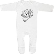 'Golden Retriever Swimming' Baby Romper Jumpsuits / Sleep suits (SS049916)