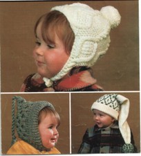 Knitting pattern copy 1622.   Baby/Toddler hats. Three designs.  DK/Aran/Chunky