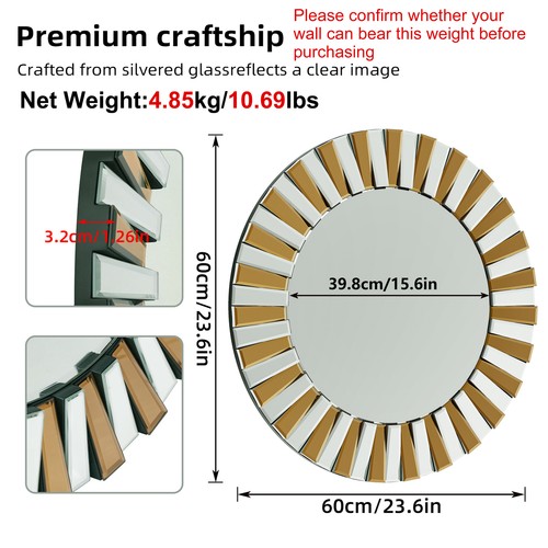 Round wall mirror champagne - mirror,