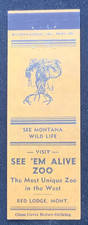 VTG Phillumeny Matchbook ~ Montana Wildlife Zoo ~ Red Lodge MT