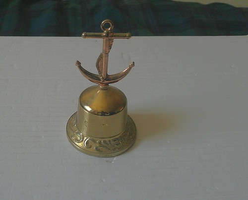 Vintage brass anchor bell - vintage,