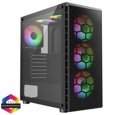 CiT Raider Black ATX Gaming Case Tint TG Side Panel and 6 x Inner-Ring Fans