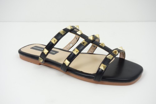 Flat studded slip sandals - flat, on