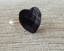 blue sandstone heart shaped Sterling silver ring lovely size stone.