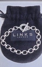 links of london signature t.bar bracelet,solid 925 sterling silver hallmarked