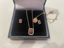Beautiful Rose Gold Colour Swarovski Necklace and Earrings Set In Gift Box
