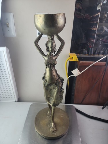 Vintage brass african woman - brass,