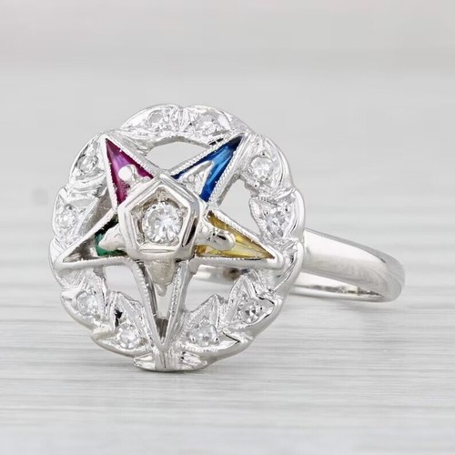 Eastern star ring 14k - star, white