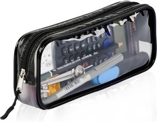 Clear Pencil Case Black | 22x4x9 cm Stylish, Practical and Transparent Pencil C