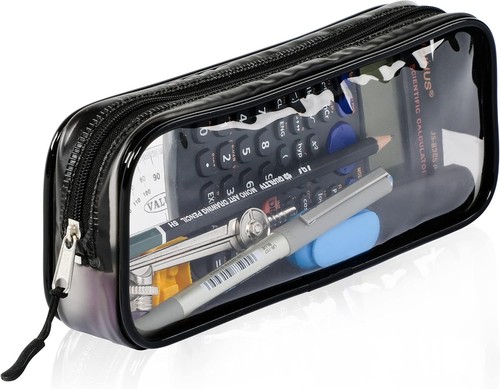 Clear pencil case black - case,