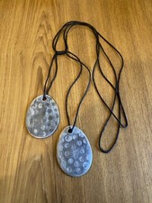 Single Black Cord Curtain Tie Back With Wood Effect Plastic Spotty Pendants