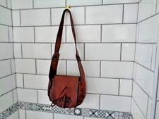 Vintage Hand Tooled Leather Ladies Shoulder Bag c1960s peg & Toggle 9x7x4in Used