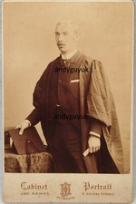 CABINET CARD STUDENT ACADEMIC CAP HAWKE PLYMOUTH ANTIQUE PHOTO GOWN GRADUATE