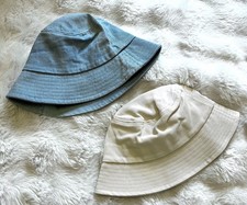 X2 Quality Ladies M&S Blue Cream Cotton Casual Sun Hats - Great Condition 