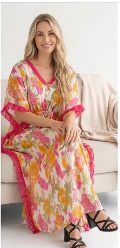 Women kaftan multicolor satin - kaftan,