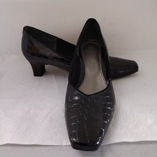 PAVERS LADIES PATENT COURT SHOES SIZE UK 7 Black Crocodile Print Slip On