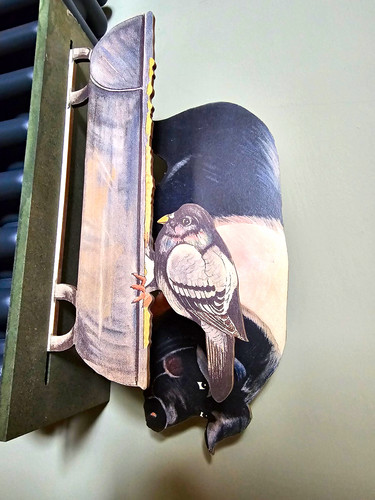 Wooden painted pig - &, bird