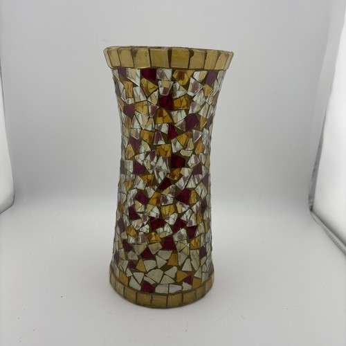 Glass mosaic vase - red, gold