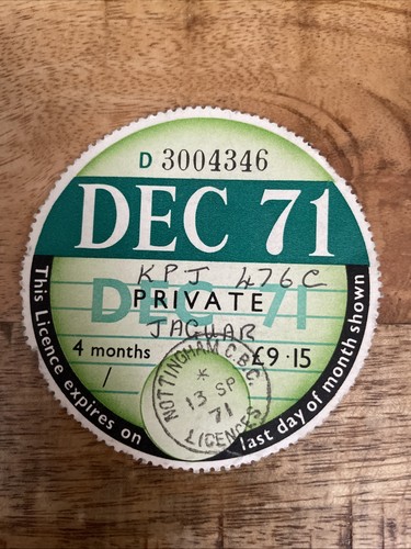 Vintage old tax disc - old,