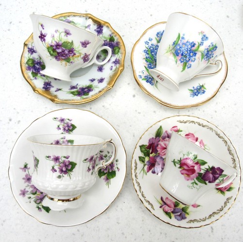 Vtg mismatched china tea - mismatched, cups