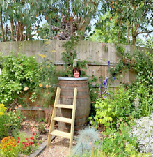 LARGE 500 L GIANT OAK WOODEN BARREL ICE BATH PLUNGE POOL - WITH SEAT, TAP & LID