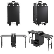 Portable Nail Table Desk Foldable Rolling Manicure Table Cosmetic Makeup Case