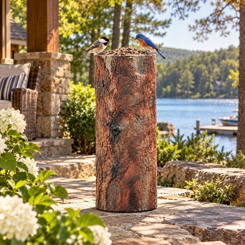 Large hollow log bird feeder - hollow,