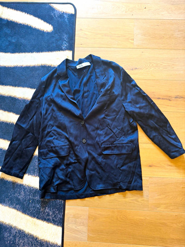 Zara basic black satin blazer - zara,