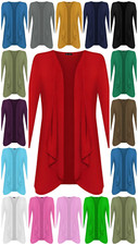 LONG SLEEVE WATERFALL WOMANS CARDIGAN TOP DUSTER COAT JACKET UK PLUS SIZE