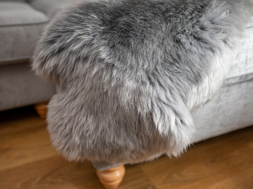 Grey sheepskin rug genuine - sheepskin,