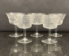 Set of 5 Lady Hamilton Pall Mall Antique Crystal liqueur or Sherry glasses.