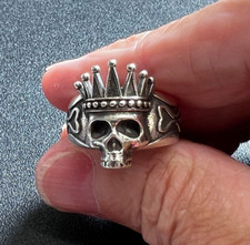 Crowned Skull Ring Hallmarked