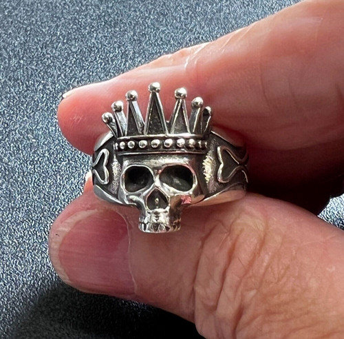 Crowned skull ring hallmarked - skull,