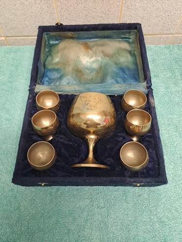 Vintage antique brass goblets - vintage,