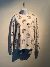 Disney Mickey Mouse White Paisley Print Crew Neck Jumper Size XS Great Condition