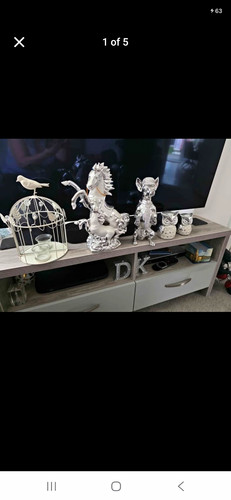 Silver tone metal - silver, horse