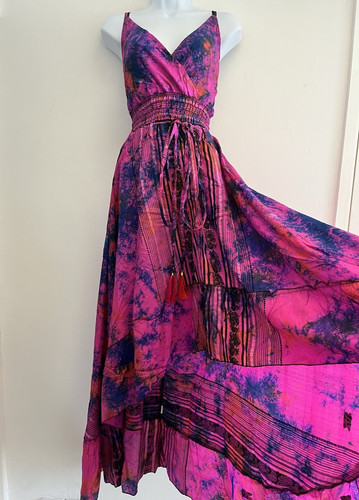 Pink dress long bohemian - pink,