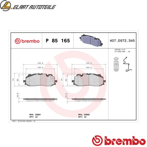Brake pad set disc - , 85