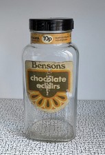 60s 70s Vintage Retro 12" Bensons Glass Sweet Storage Jar Wedding Shop Display