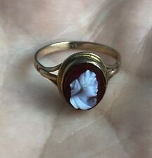 Antique Hardstone Cameo Ring 9ct Yellow Gold UK Size L ALZX
