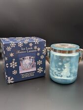 Flame Homeware Ice Look Frosted Glass Christmas Festive Candle Holder Lantern