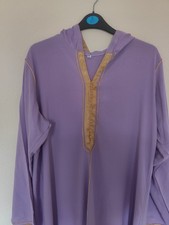 Moroccan Djellaba Women Kaftan Caftan Traditional Dress with Hood Purple New M