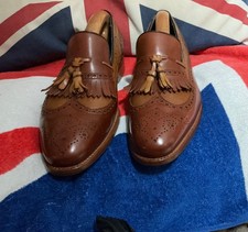 BARKER Morgan Cedar & Rosewood Tassel Brogue Loafers UK 9 F Lovely Condition 