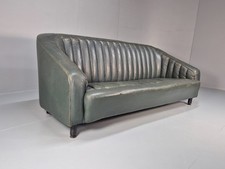 Vintage Conran Three Seater Sofa Original Green Leather 1980s Retro EB9484 M3SS