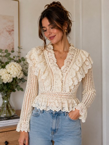 Forevayoung cream lace ruffle - forevayoung,