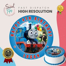Thomas The Tank Engine Personalised Round Edible Birthday Cake Topper Decoration